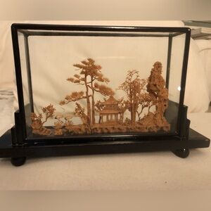 Vintage Chinese Carved Cork Diorama